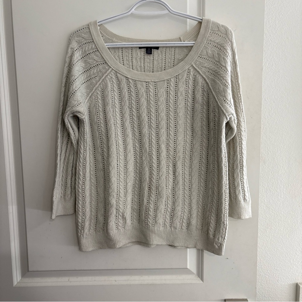 American Eagle Outfitters SWEATER Med Lightweight Soft Cable Knit Aqua Scoop M